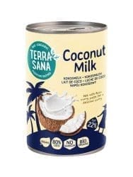 lait de coco bio terrasana 400ml bio 80 % de matières grasses